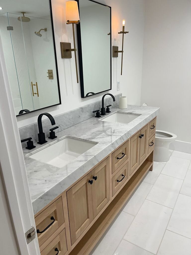 Custom Double Vanity completed by TS Construction