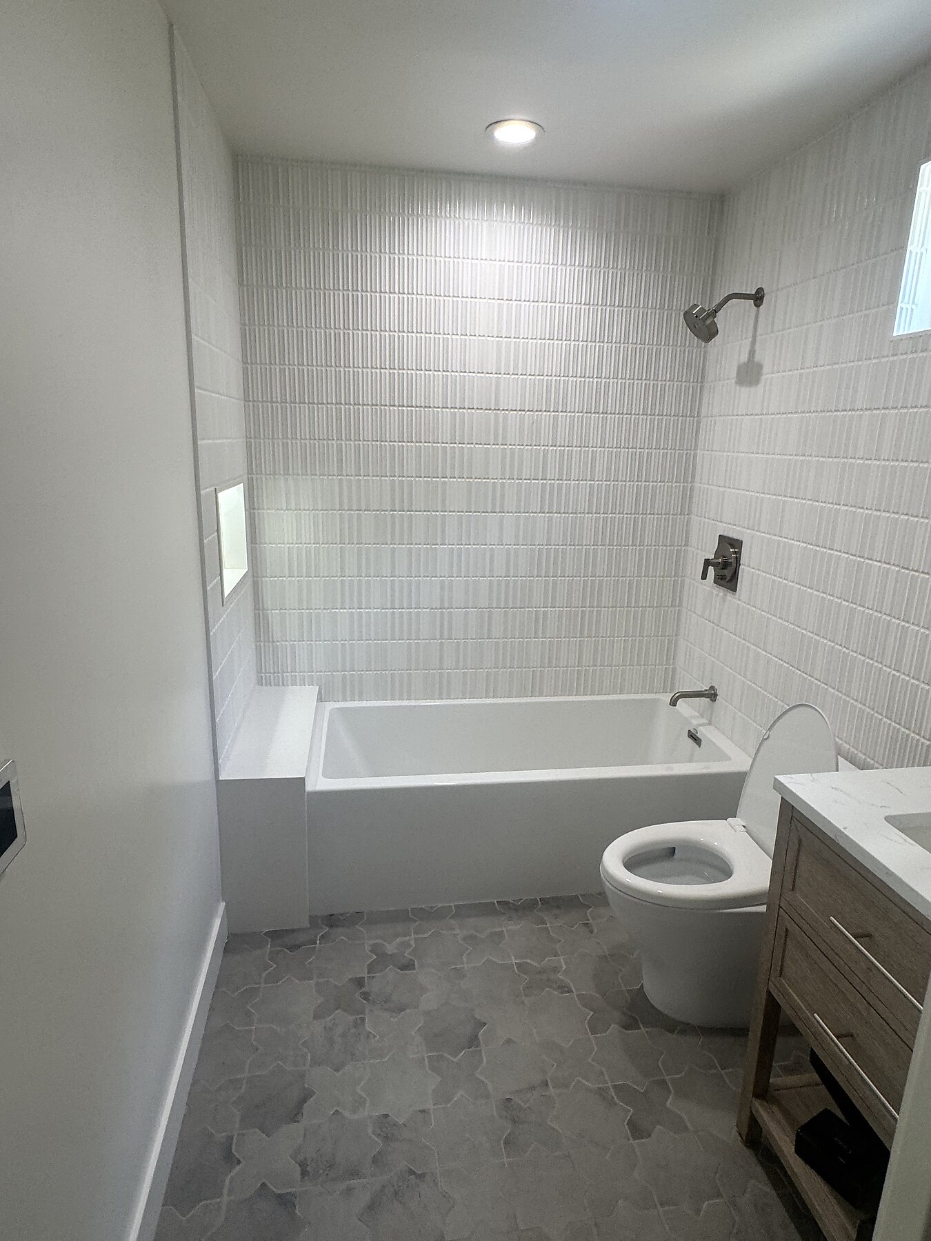 Textured Tile Bathroom completed by TS Construction