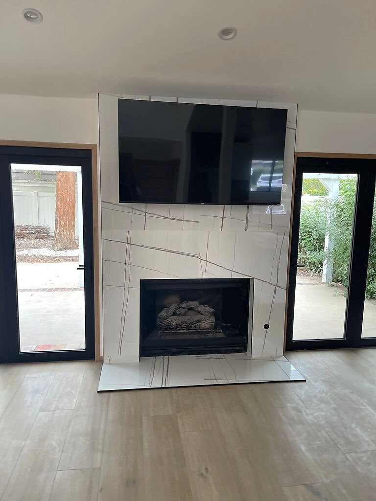 Fireplace Media Wall completed by TS Construction