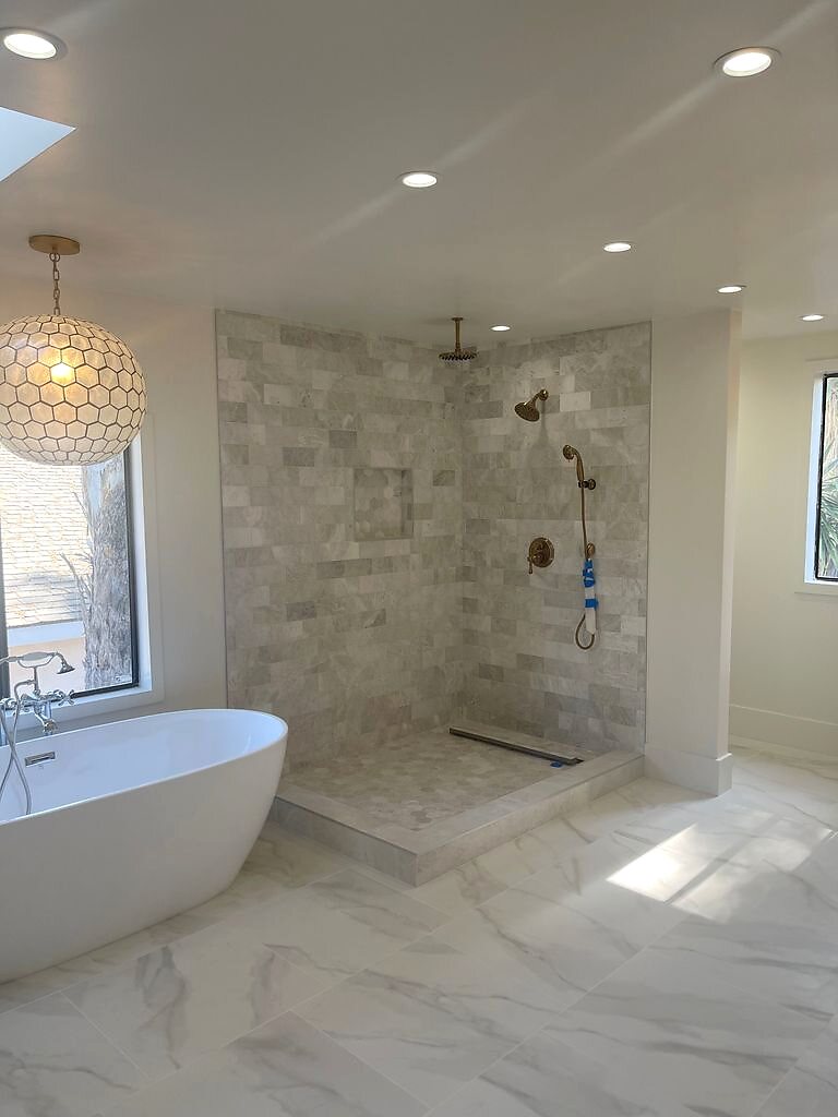 Stone Primary Bathroom completed by TS Construction