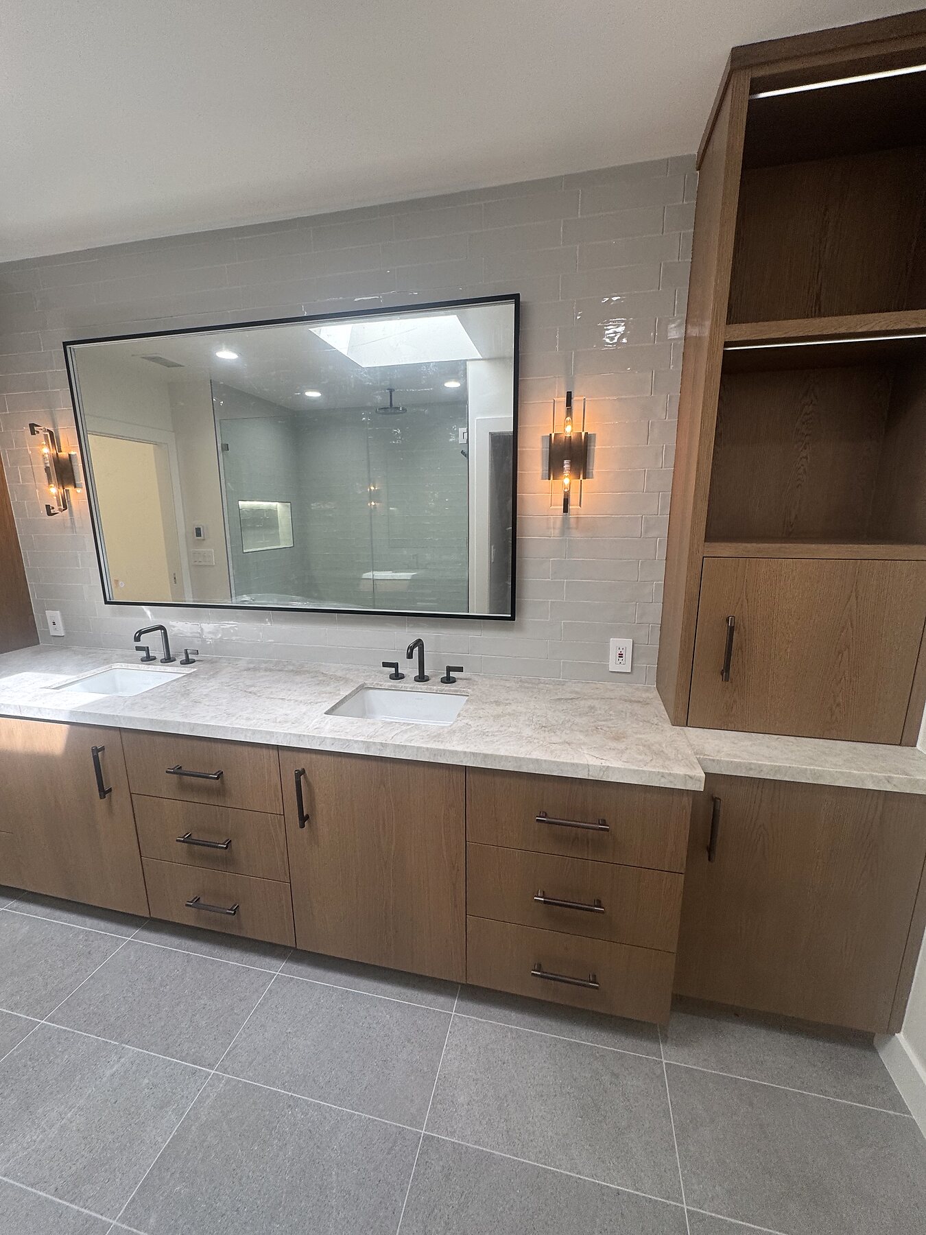 Wood Vanity Bathroom completed by TS Construction